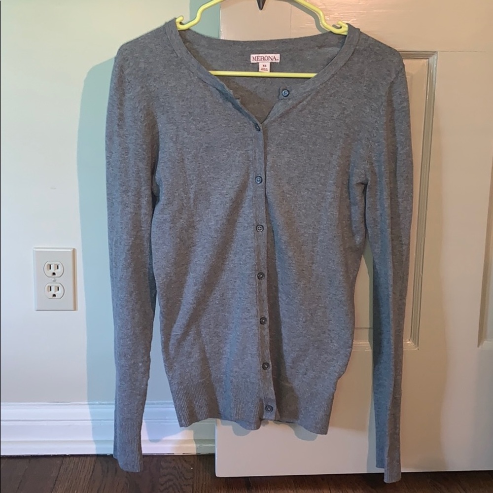 Gray cardigan sweater